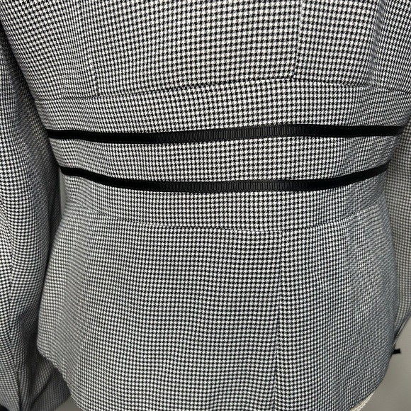 Houndstooth plaid black and white two button front lined suit jacket blazer - Picture 10 of 16